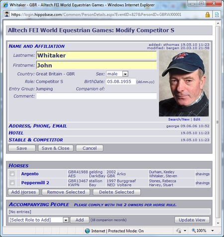 Competitor details page